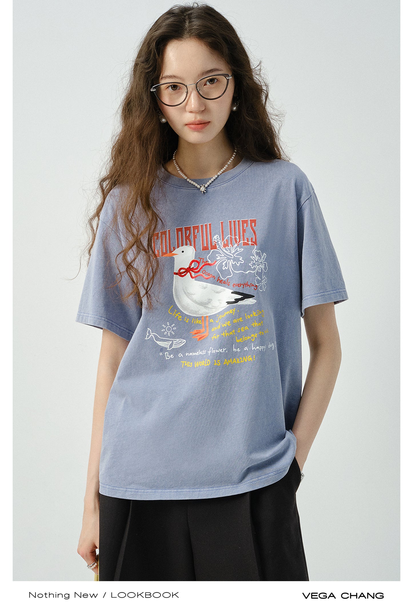 Vintage-Style Cotton Print T-Shirt