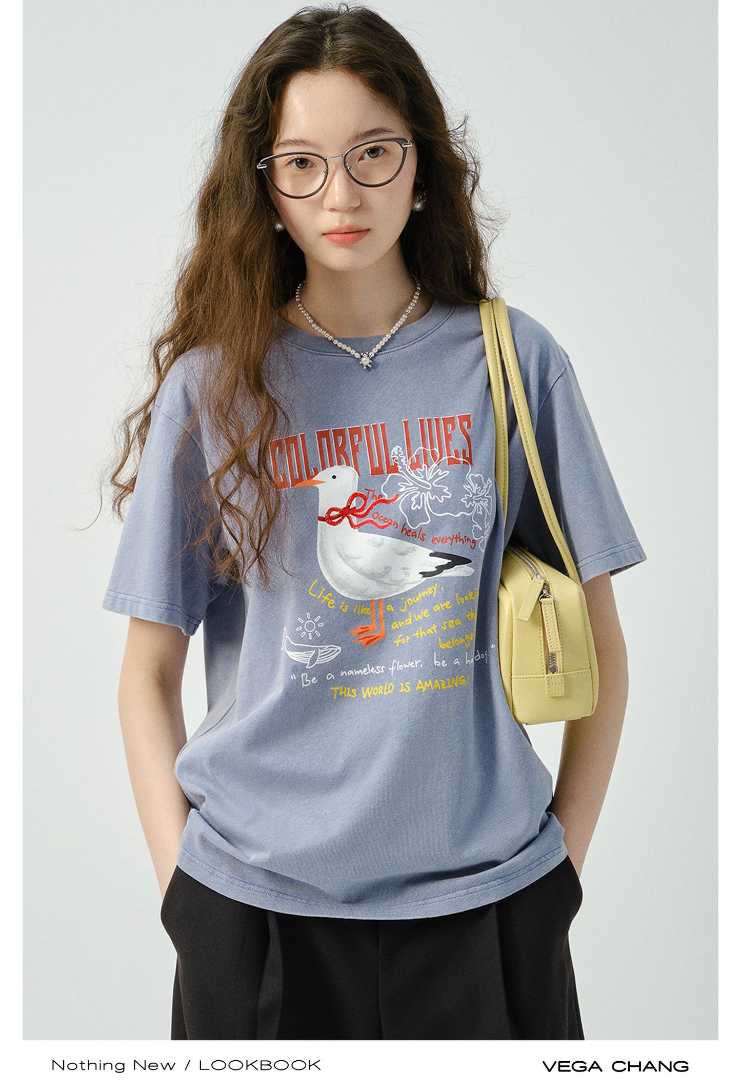 Vintage-Style Cotton Print T-Shirt