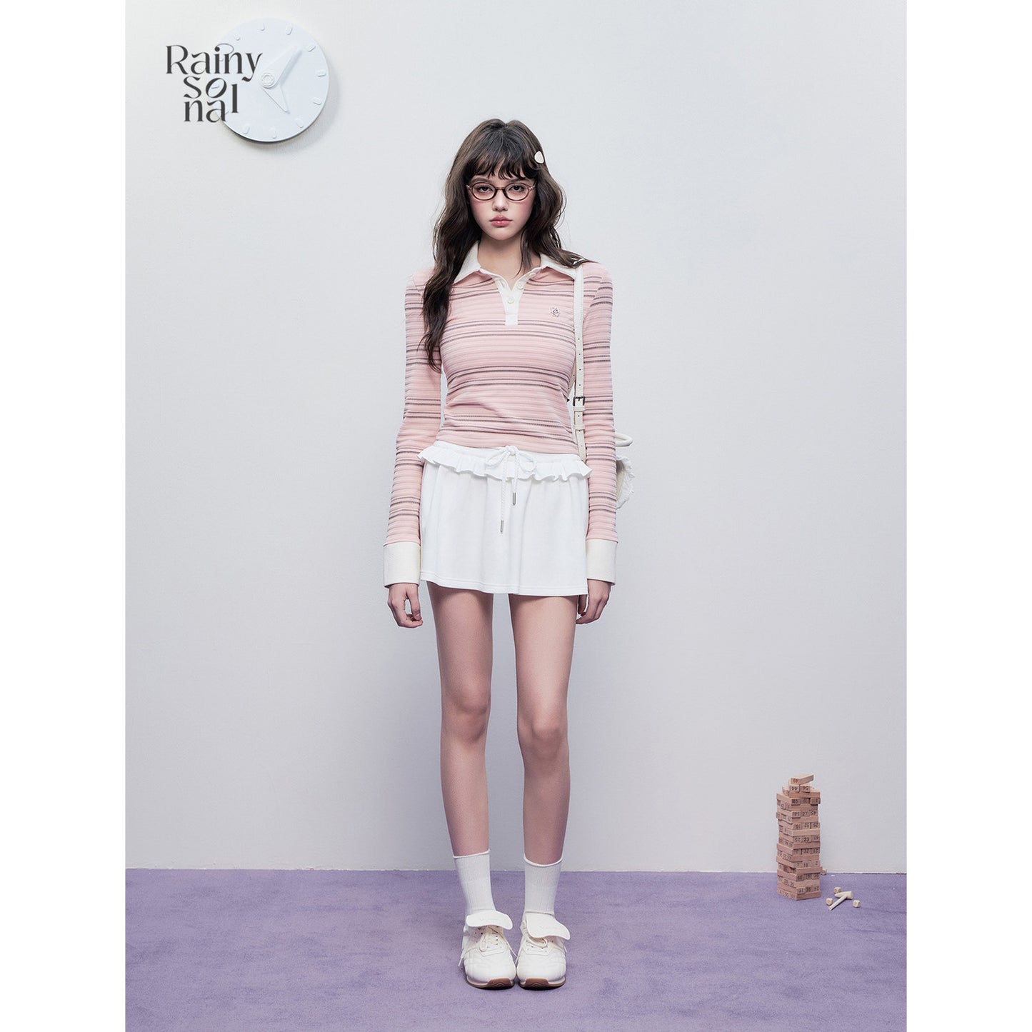 Drawstring Flared Mini Skirt With Ruffle Waist