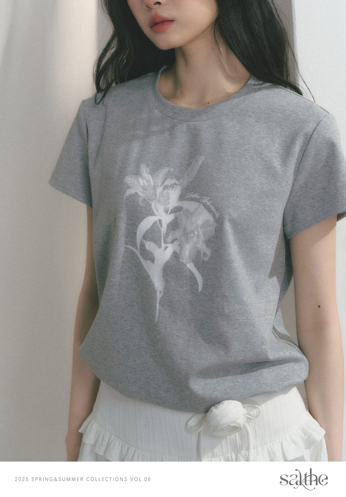 Cotton T-Shirt With Dotted Floral Print