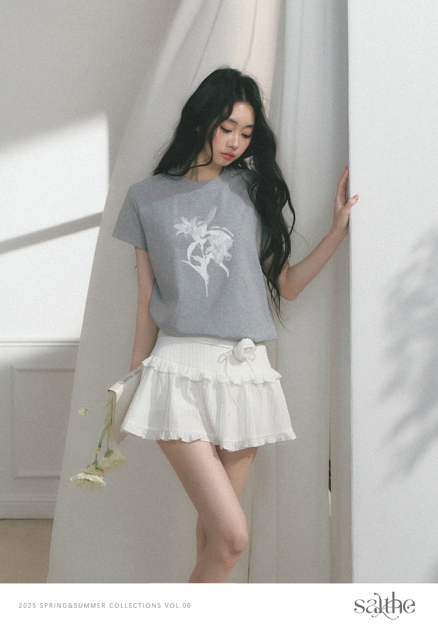 Cotton T-Shirt With Dotted Floral Print