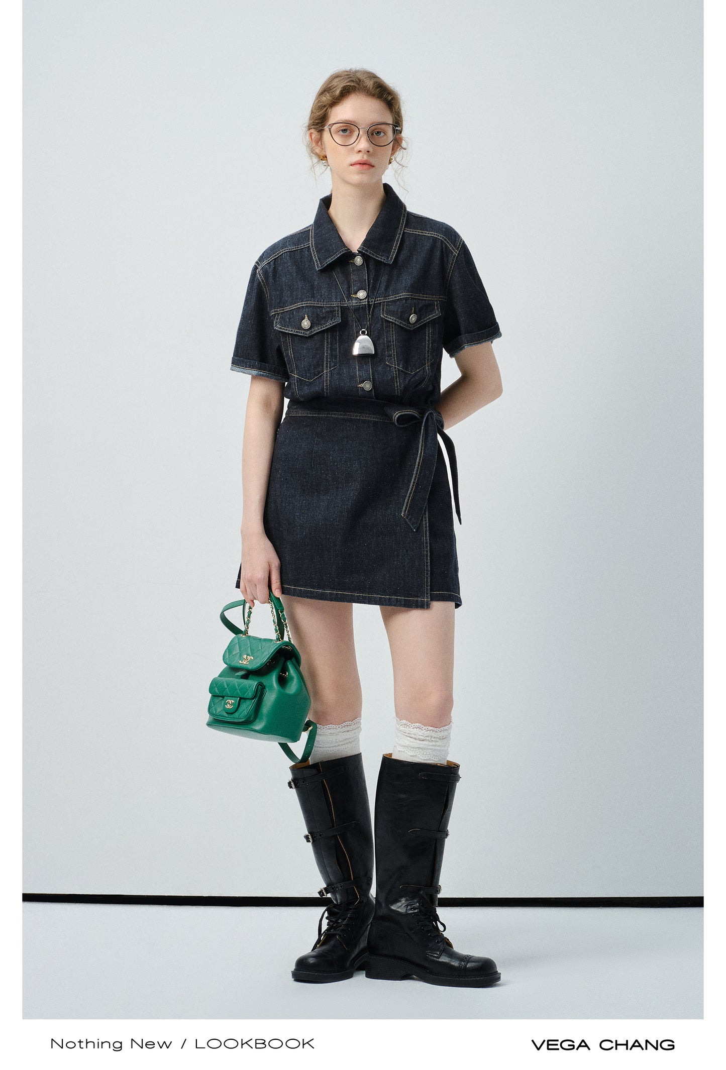 Wrap-Style Denim Shirt Dress