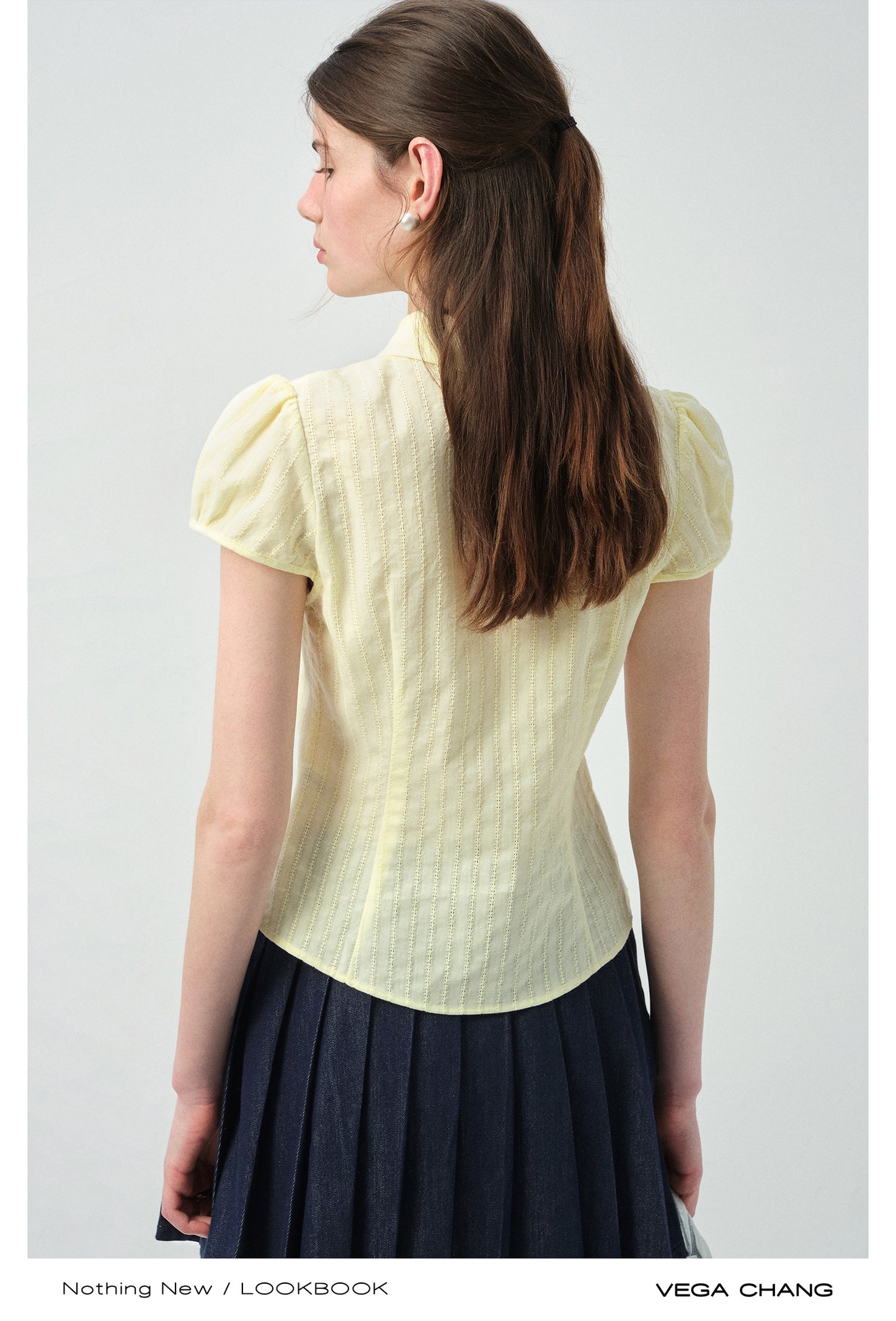 Puff-Sleeve Embroidered Blouse With Curved Hem