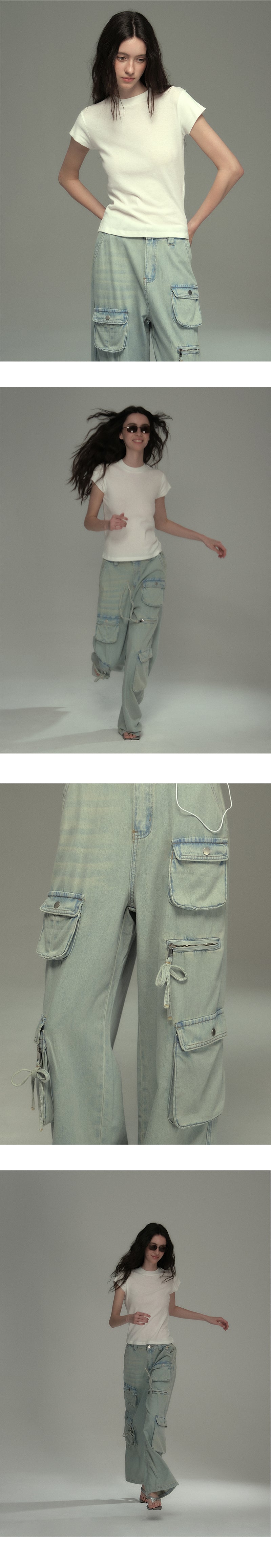 Washed Jeans With Asymmetric Side Pockets
