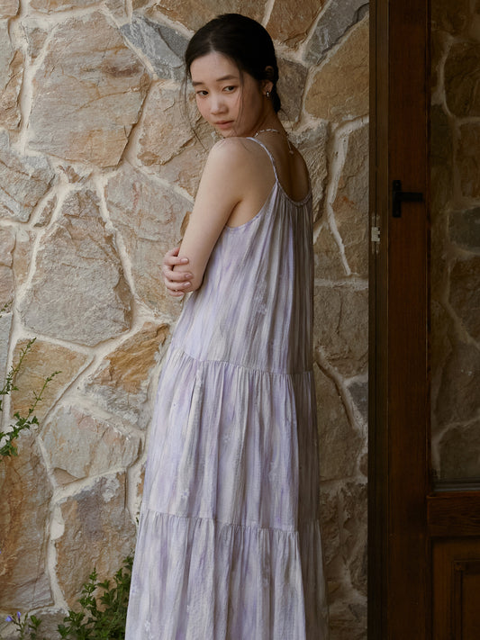 Braided Strap Tiered Gradient Dress