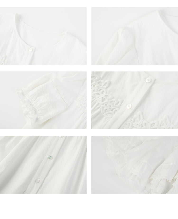 Asymmetric Hem Shirt Dress In Natural Fabric