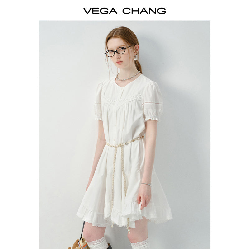 Asymmetric Hem Shirt Dress In Natural Fabric