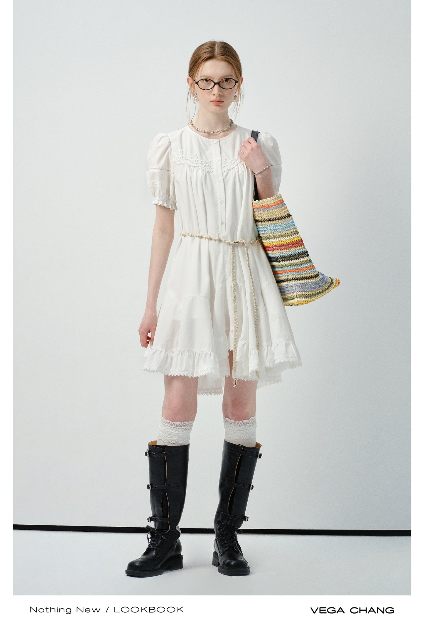 Asymmetric Hem Shirt Dress In Natural Fabric