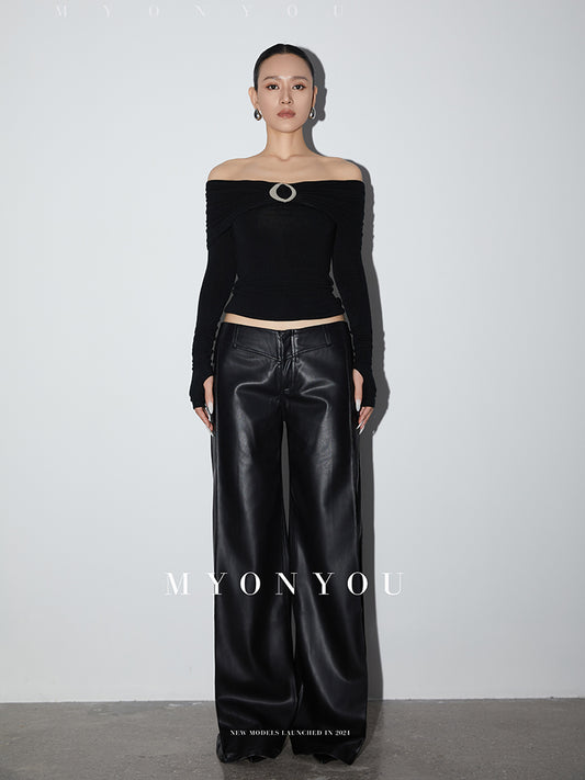 Off-Shoulder Top With Organic-Shaped Buckle