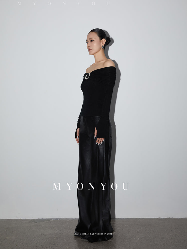Off-Shoulder Top With Organic-Shaped Buckle