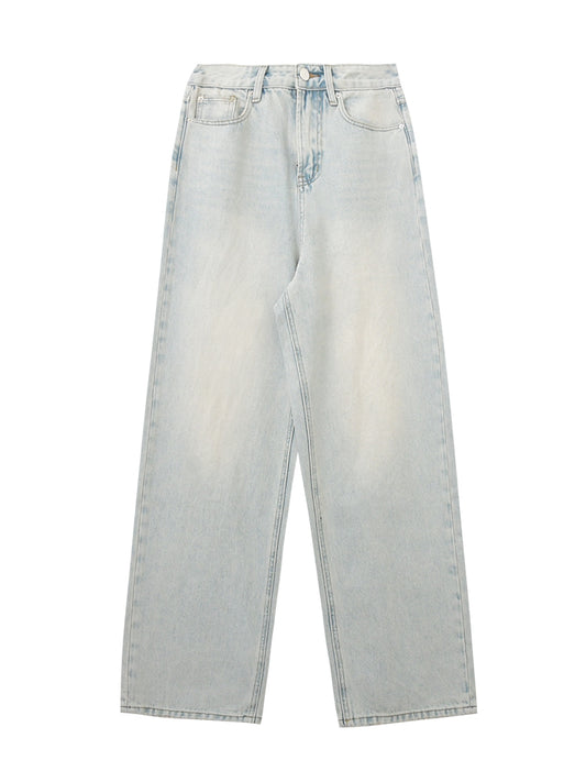 High-Waist Faded Light Wash Jeans