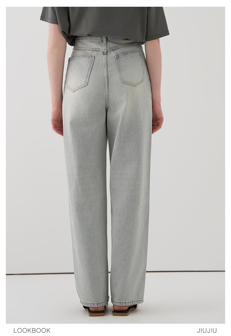 High-Waist Faded Light Wash Jeans