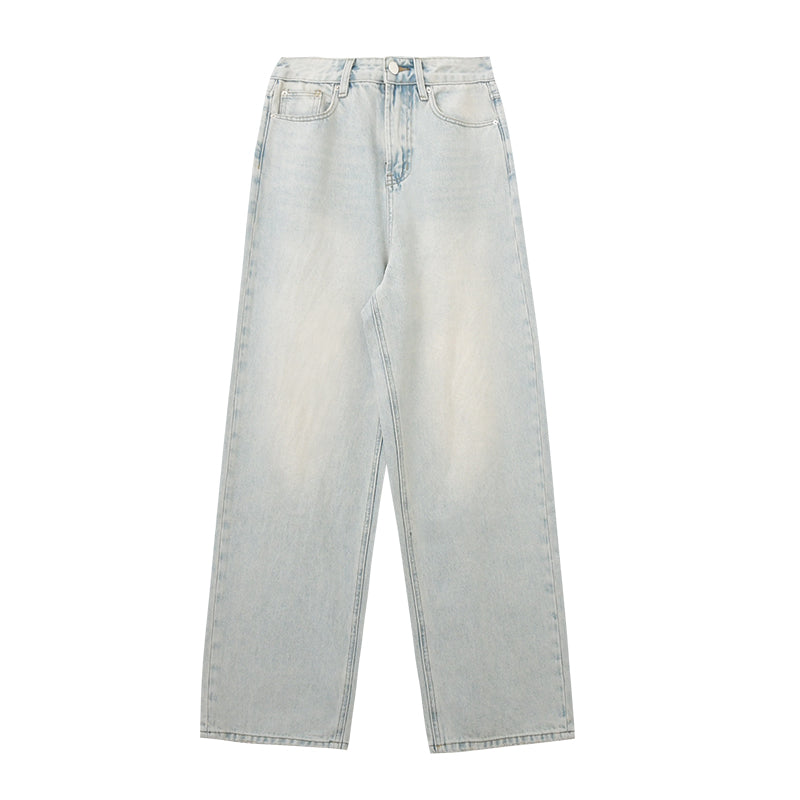 High-Waist Faded Light Wash Jeans