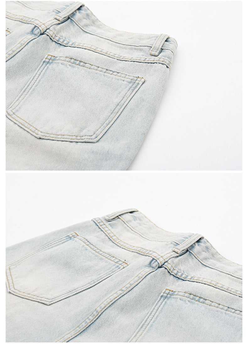 High-Waist Faded Light Wash Jeans