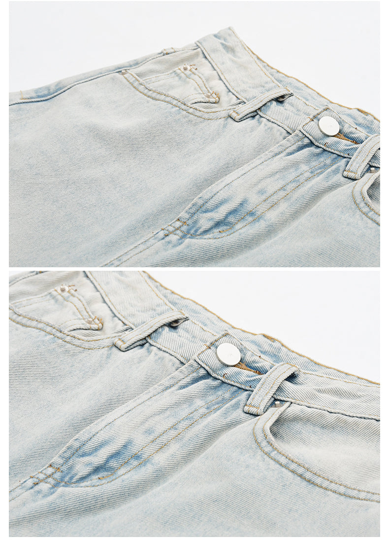 High-Waist Faded Light Wash Jeans
