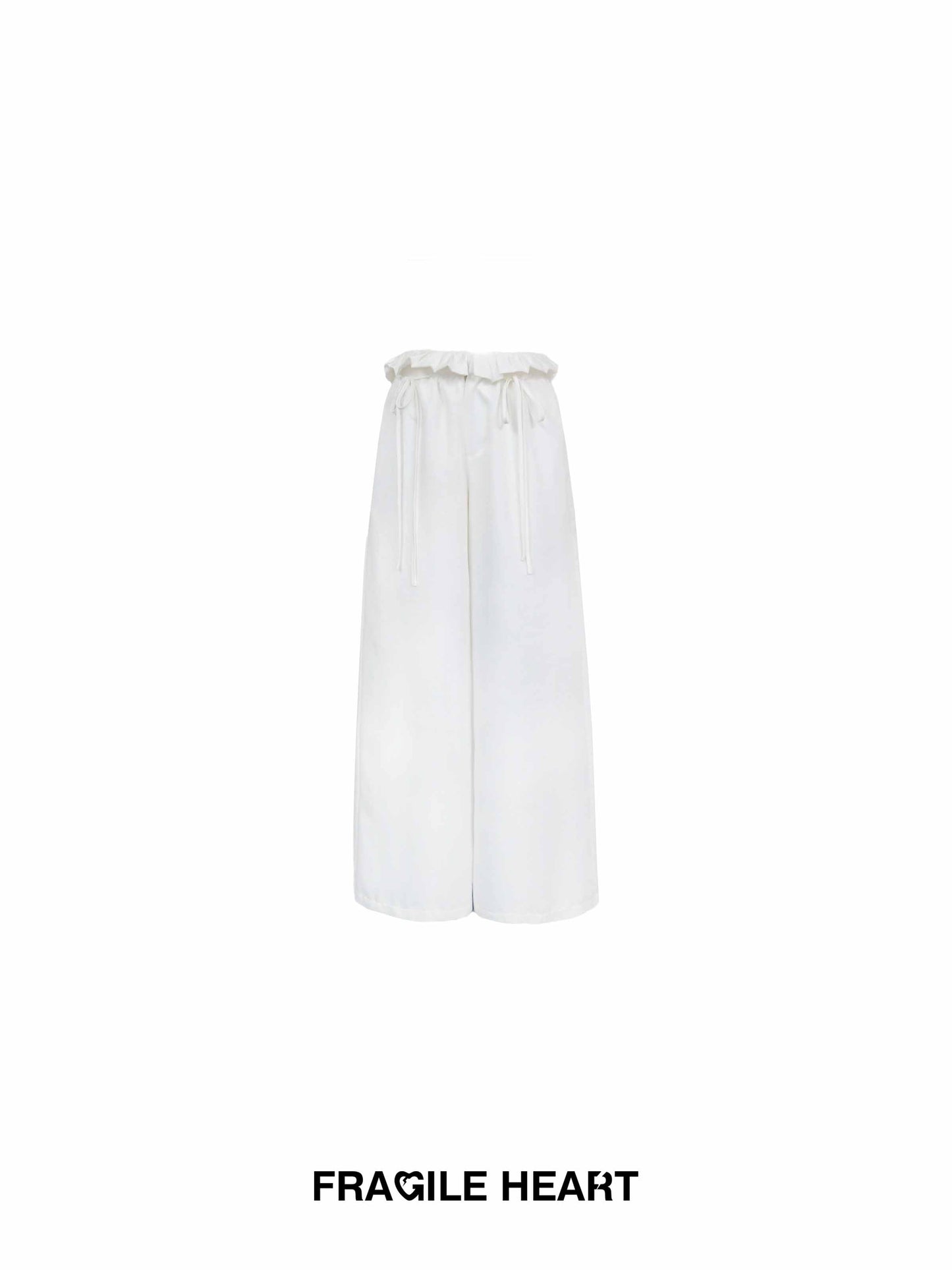 Wide-Leg Paperbag Twill Pants