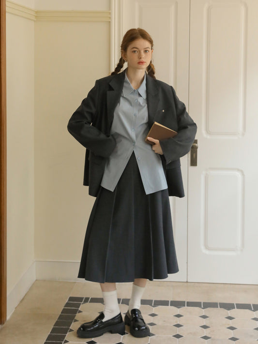 Chic Blazer & Pleated Midi Skirt