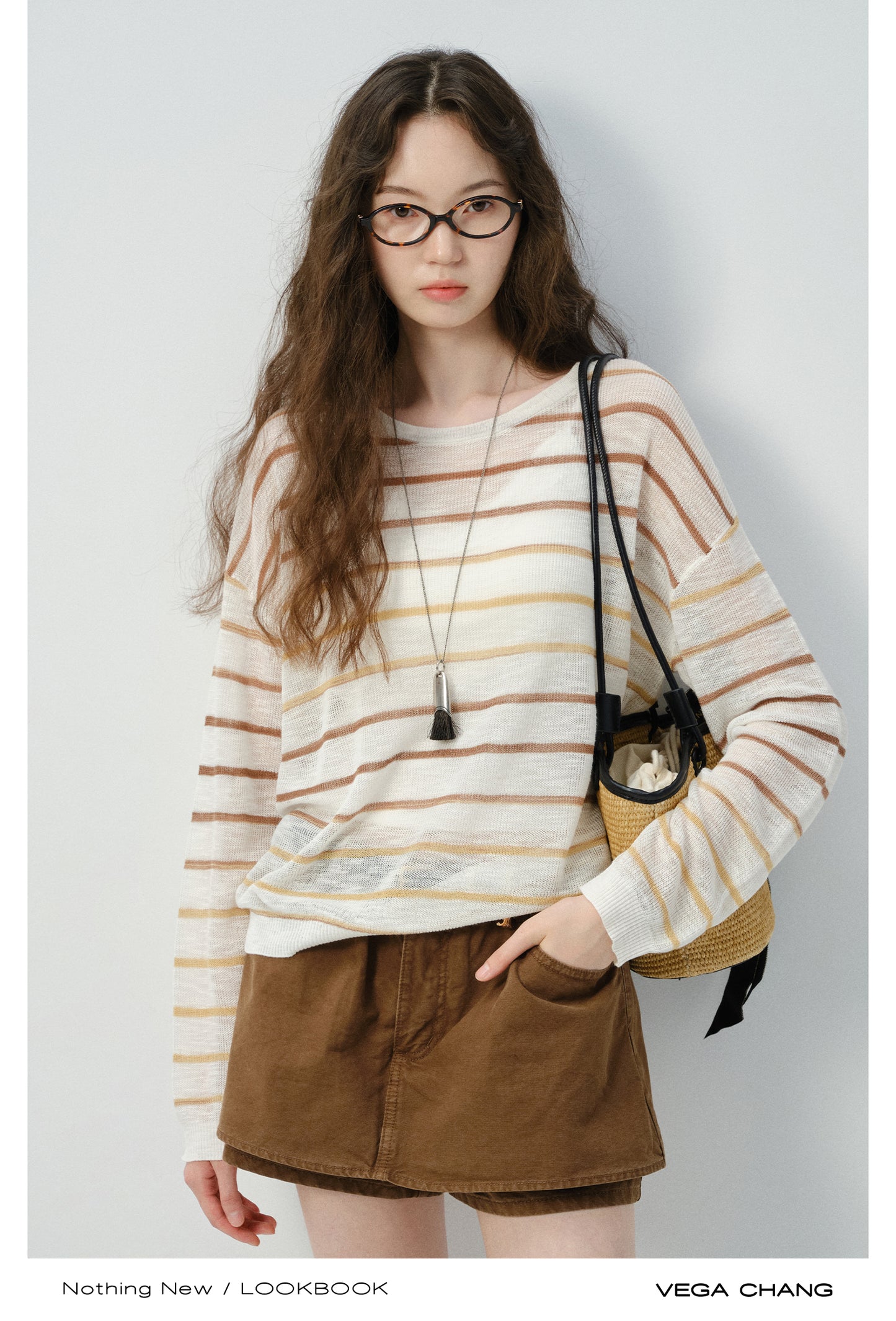 Relaxed Fit Gradient Stripe Sheer T-Shirt