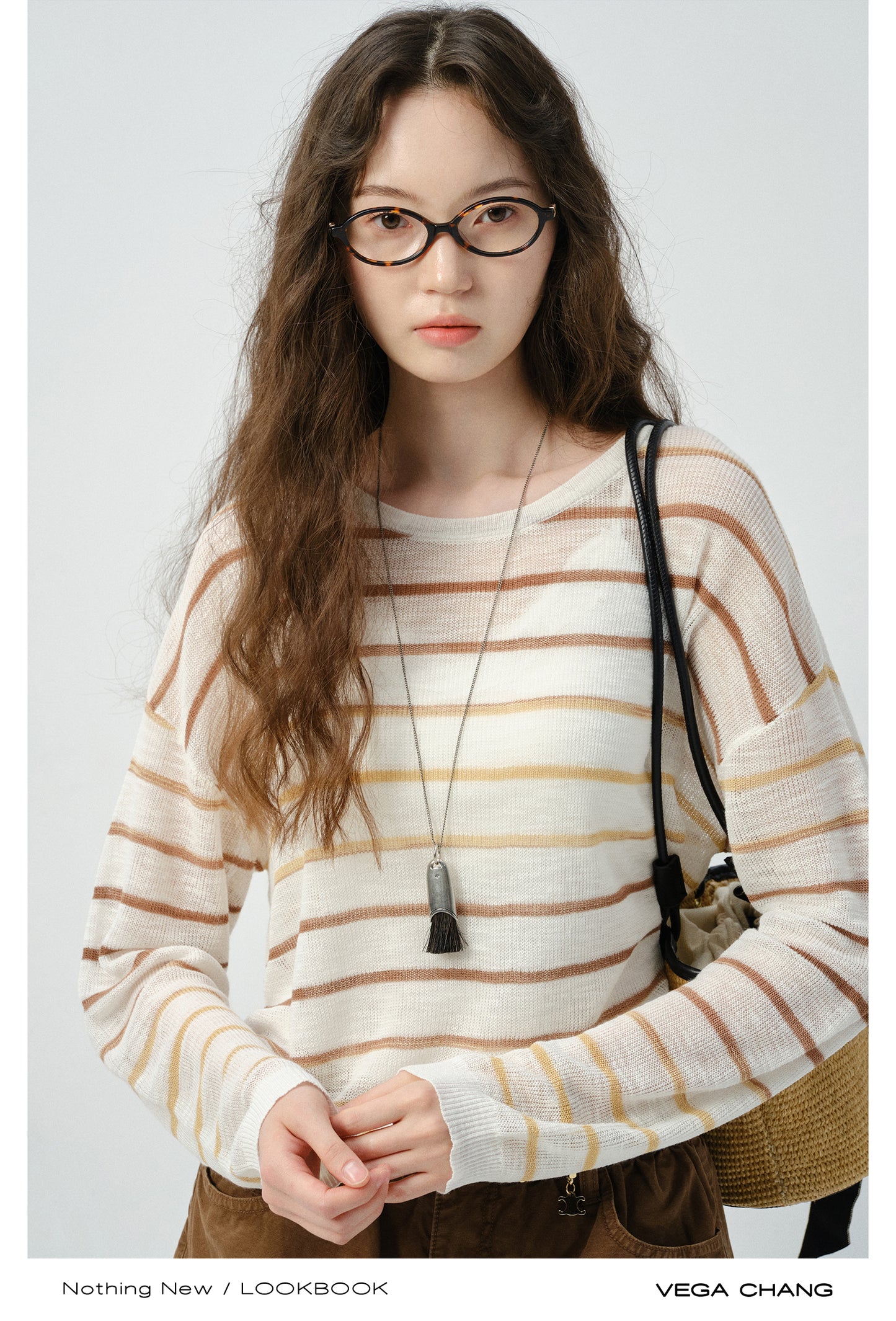 Relaxed Fit Gradient Stripe Sheer T-Shirt