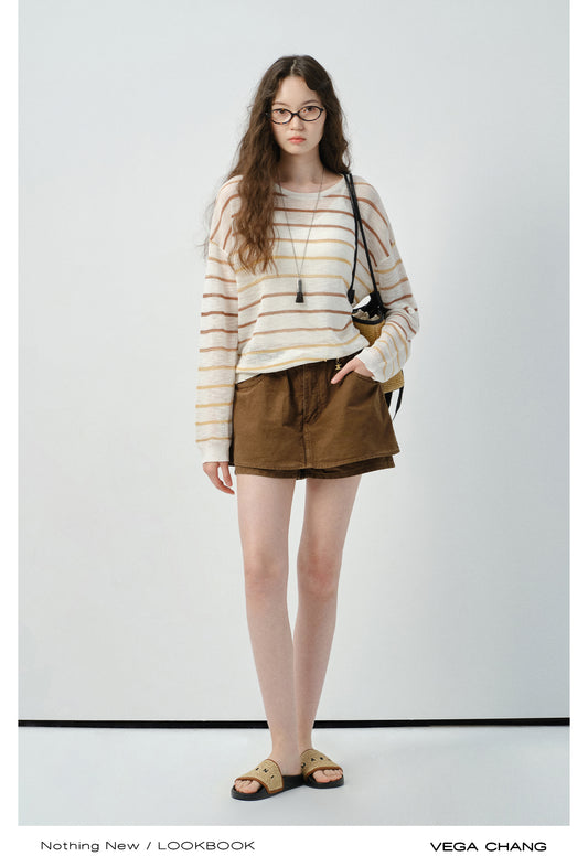 Relaxed Fit Gradient Stripe Sheer T-Shirt