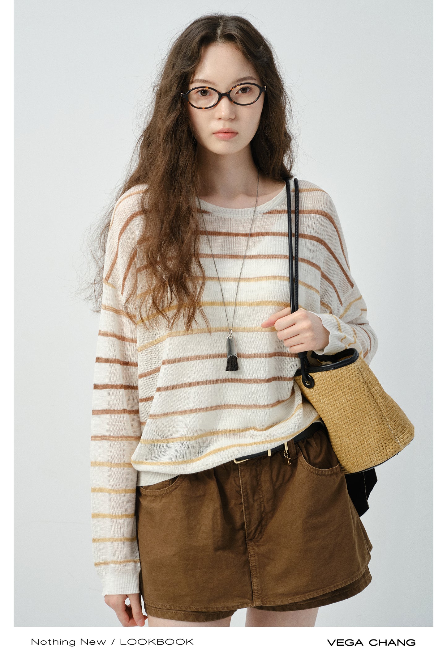 Relaxed Fit Gradient Stripe Sheer T-Shirt