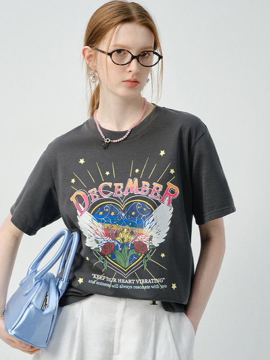 Relaxed Vintage-Style Print T-Shirt