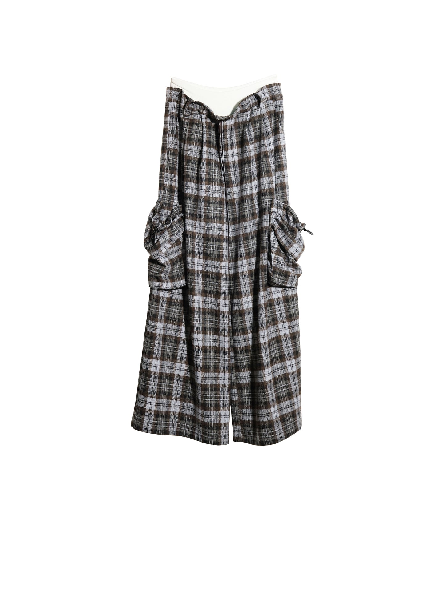 Plaid Double Waist Wide-Leg Pants