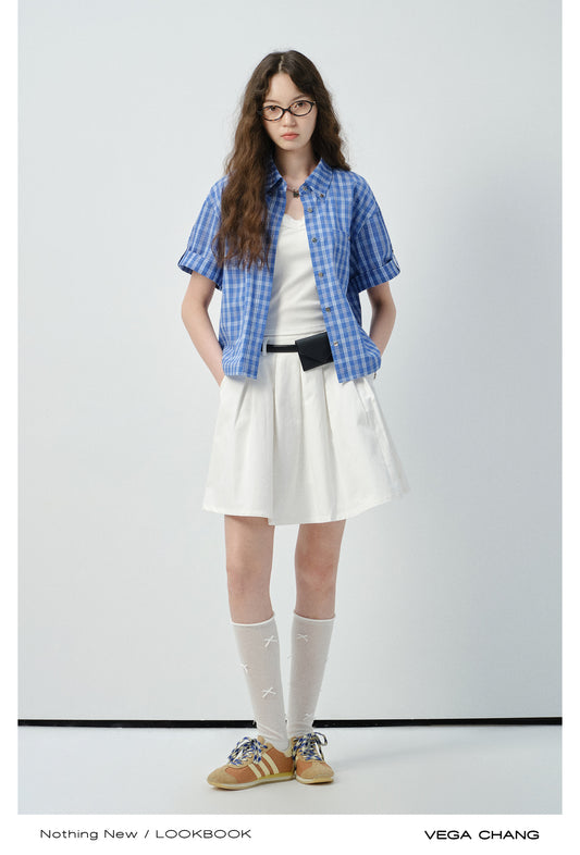 Classic Plaid Short-Sleeve Button-Down Shirt