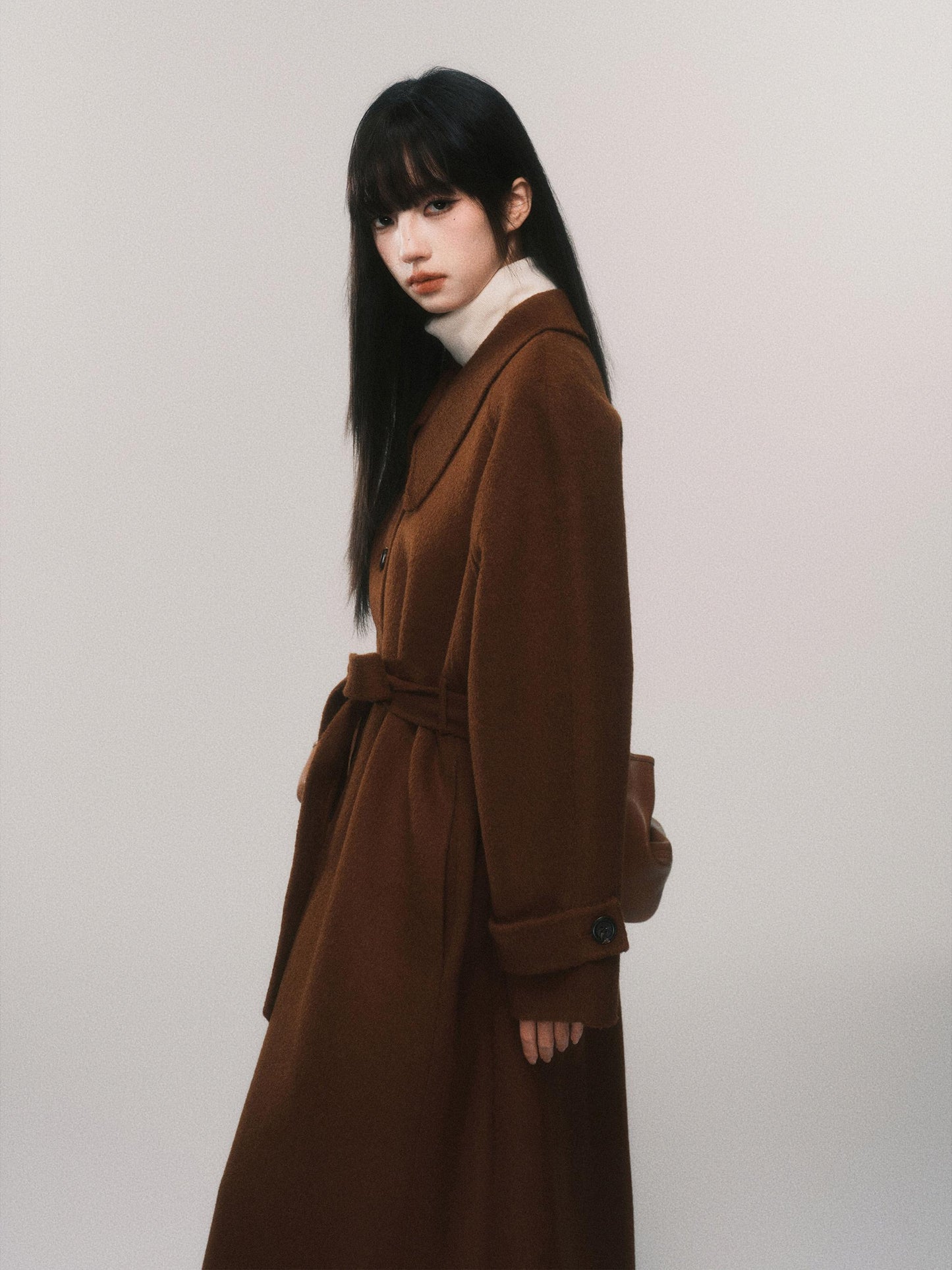 Alpaca And Sheep Wool Single-Breasted Belted Coat