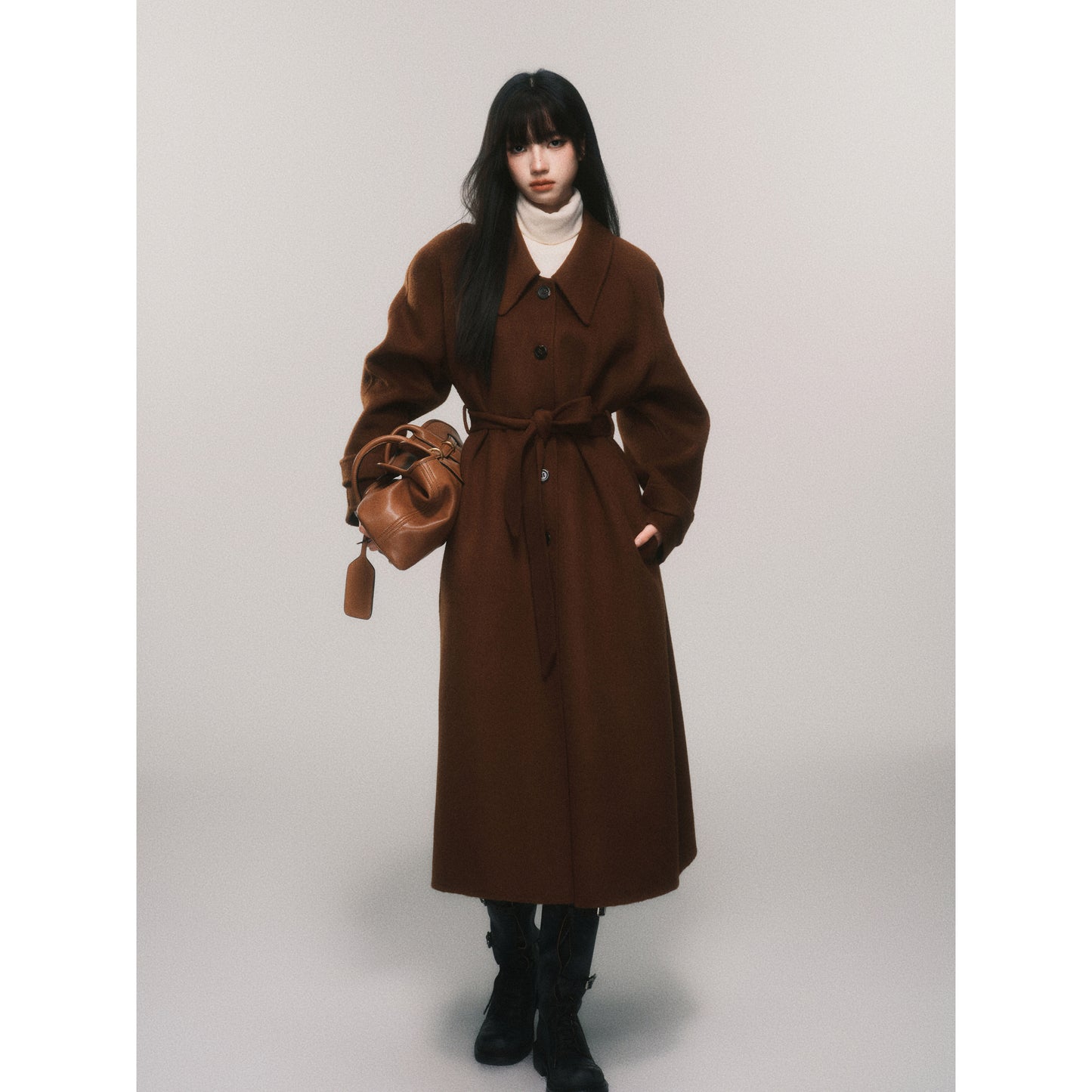 Alpaca And Sheep Wool Single-Breasted Belted Coat