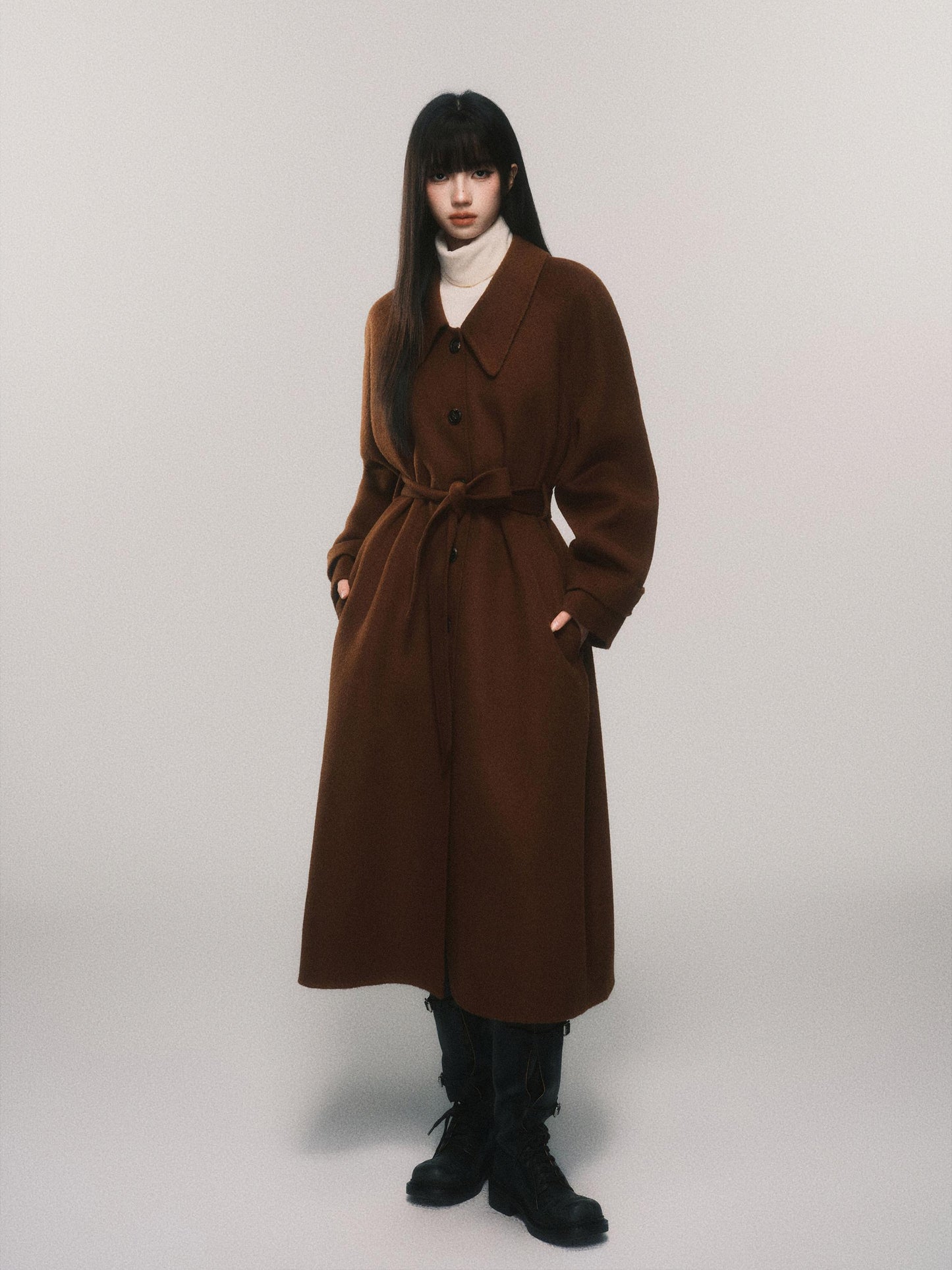 Alpaca And Sheep Wool Single-Breasted Belted Coat