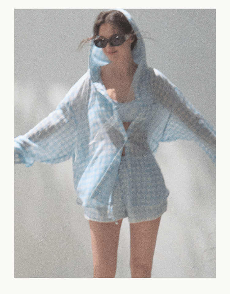 Check Print Shirt & Elastic Waist Shorts