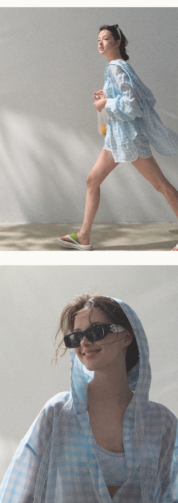 Check Print Shirt & Elastic Waist Shorts