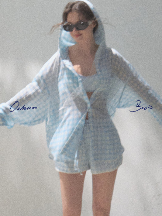 Check Print Shirt & Elastic Waist Shorts