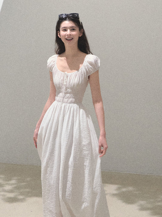 Puff Sleeve Smocked Dress In Short And Long