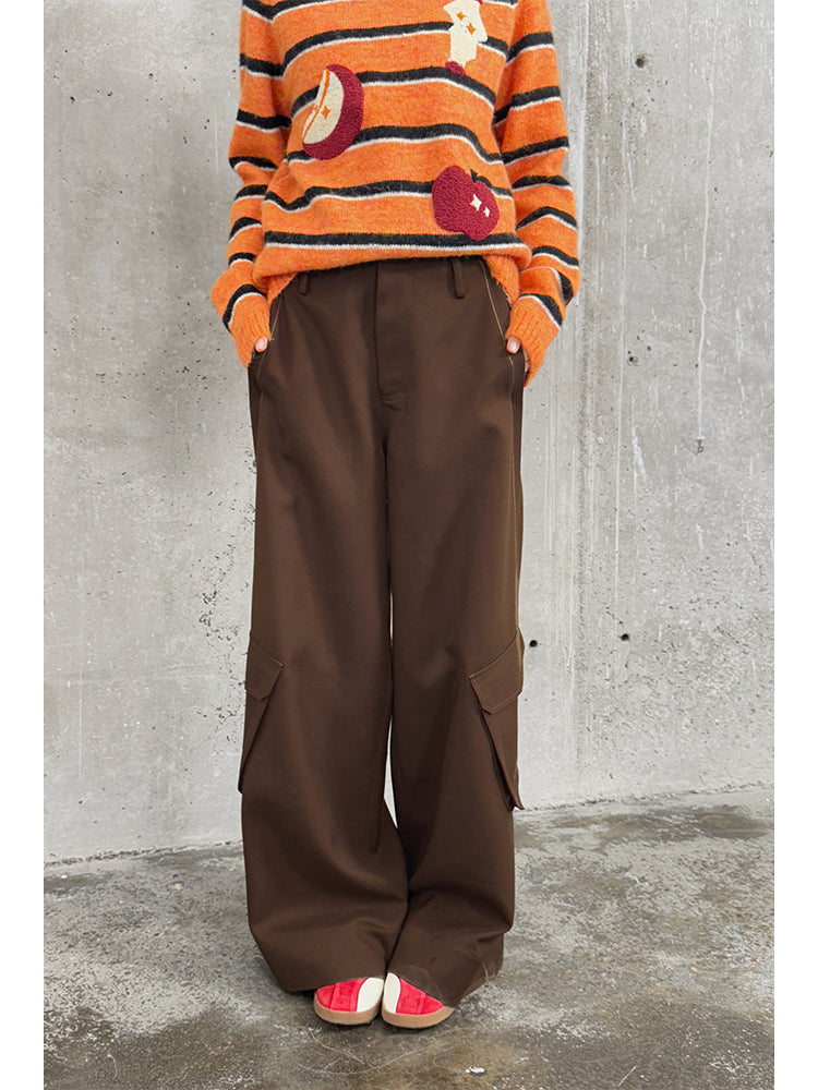 Striped Relaxed Fit Pants With Unique Pockets