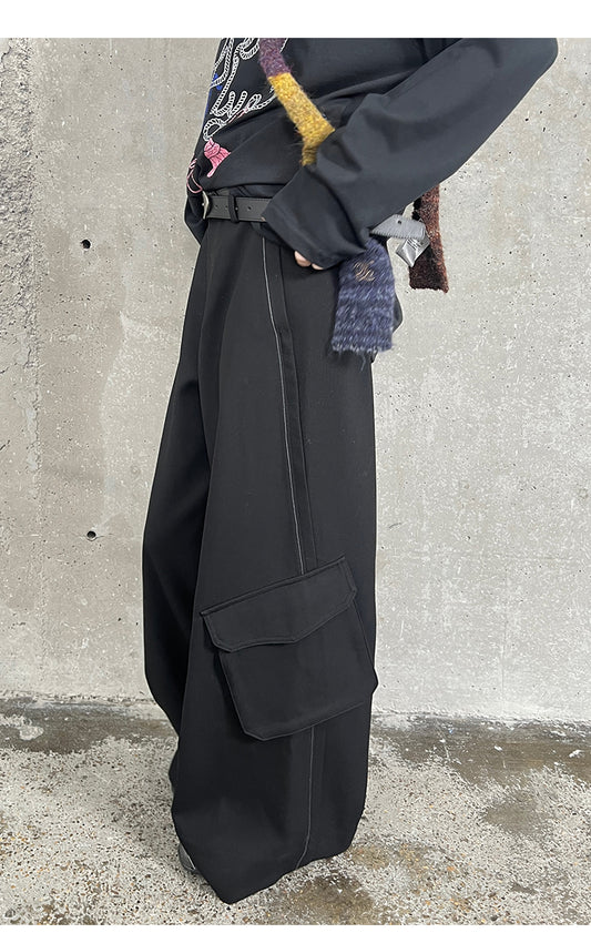 Striped Relaxed Fit Pants With Unique Pockets