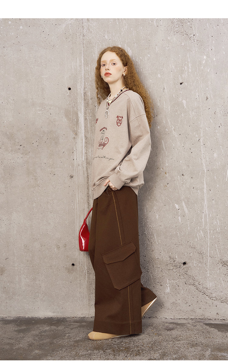 Striped Relaxed Fit Pants With Unique Pockets