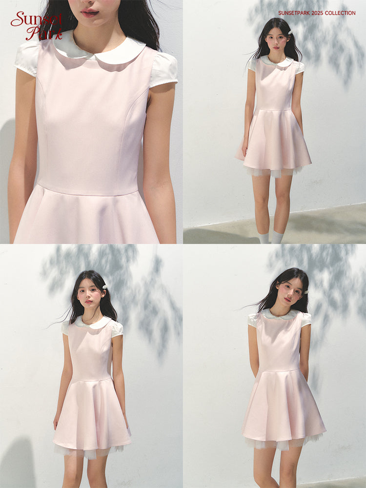 Peter Pan Collar Dress With Tulle Lining