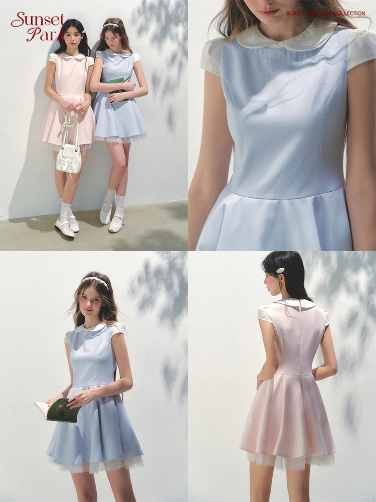Peter Pan Collar Dress With Tulle Lining