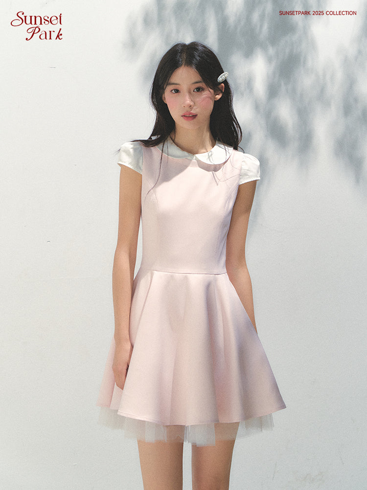Peter Pan Collar Dress With Tulle Lining