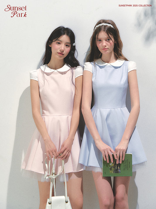 Peter Pan Collar Dress With Tulle Lining
