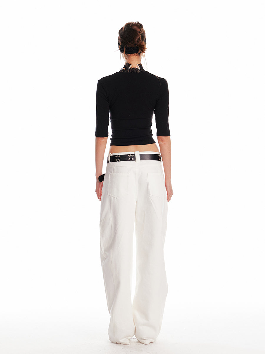 Low-Rise Scimitar Pants With Front Pockets