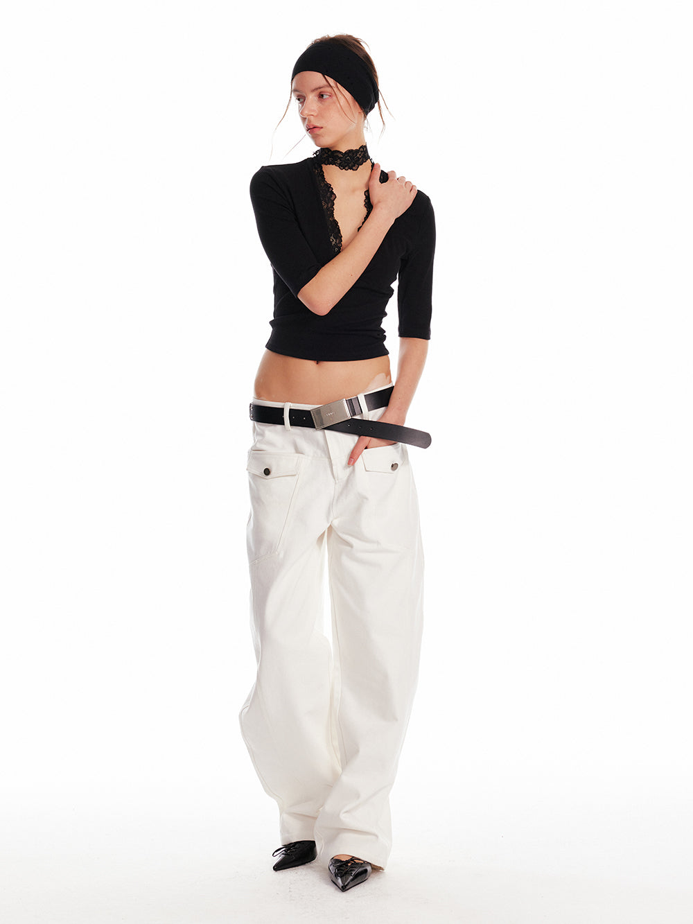 Low-Rise Scimitar Pants With Front Pockets