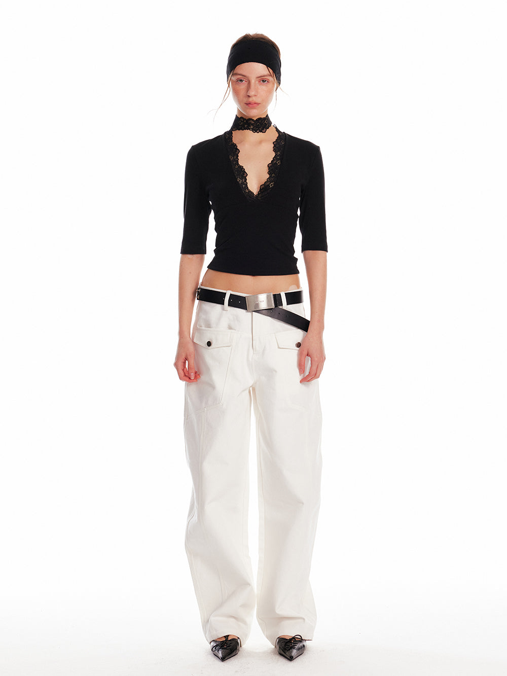 Low-Rise Scimitar Pants With Front Pockets