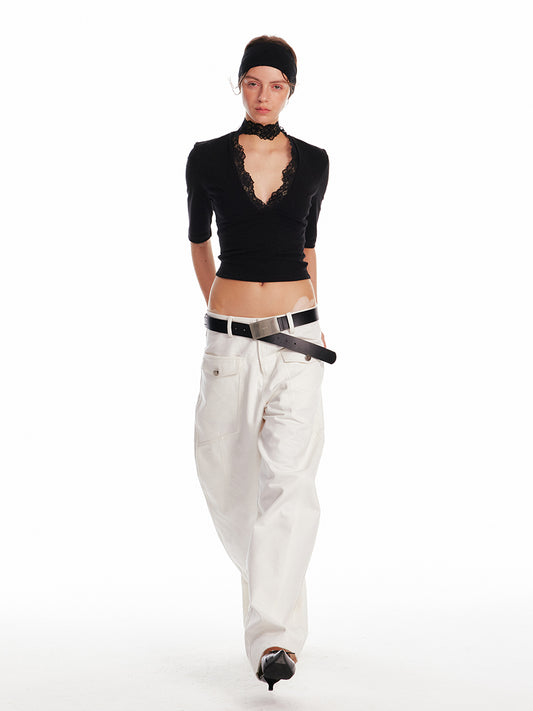 Low-Rise Scimitar Pants With Front Pockets