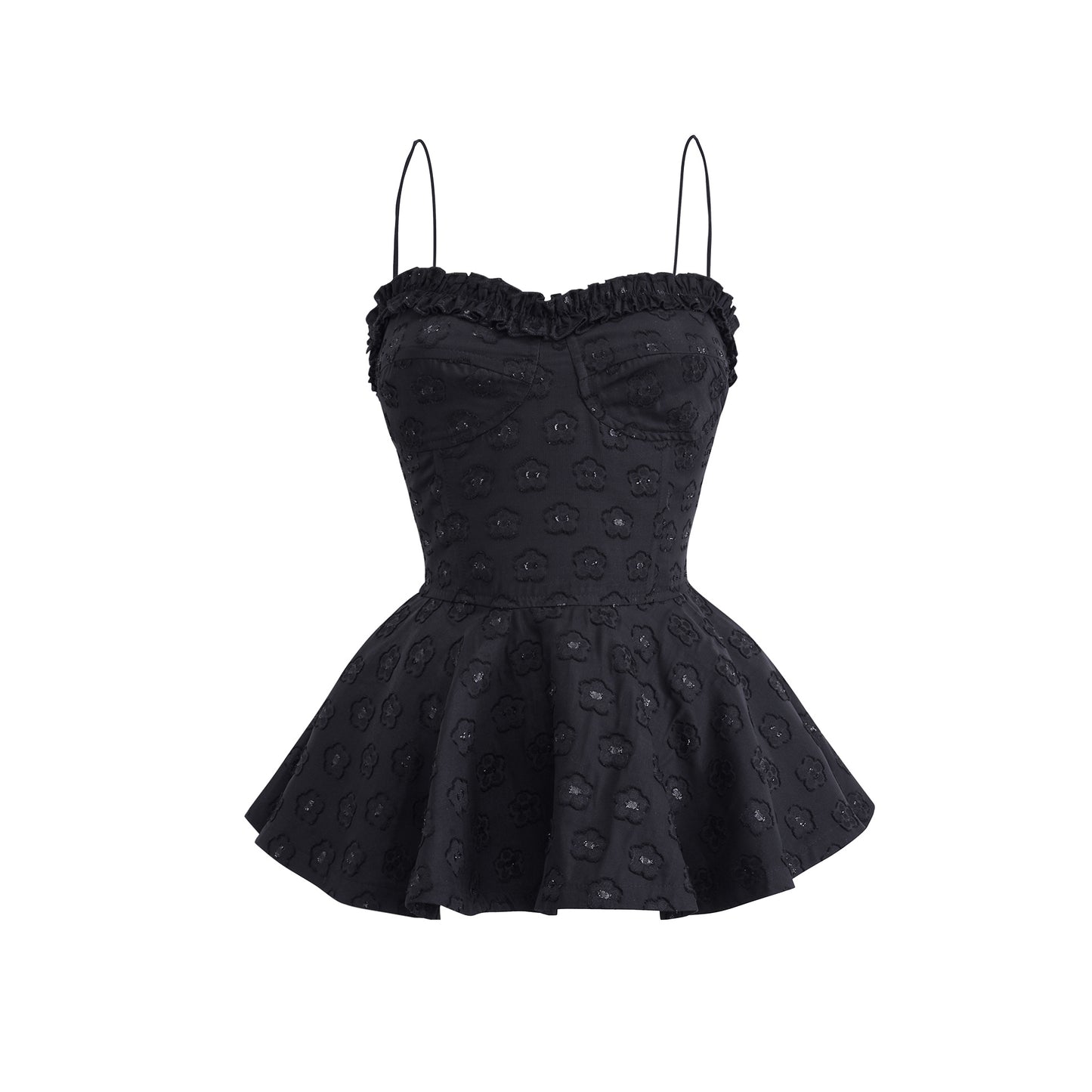 Jacquard Floral Camisole Top And Draped Skirt