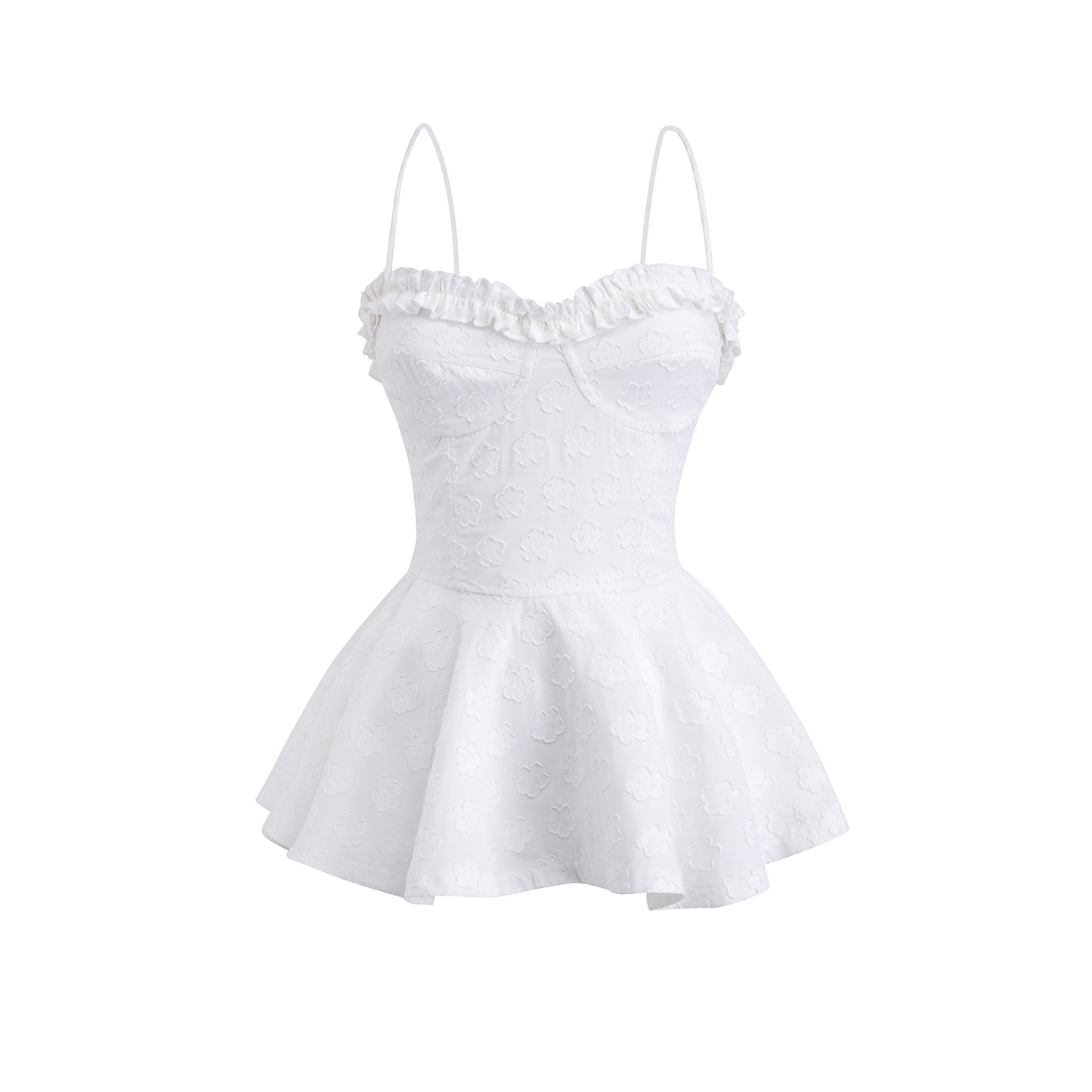 Jacquard Floral Camisole Top And Draped Skirt