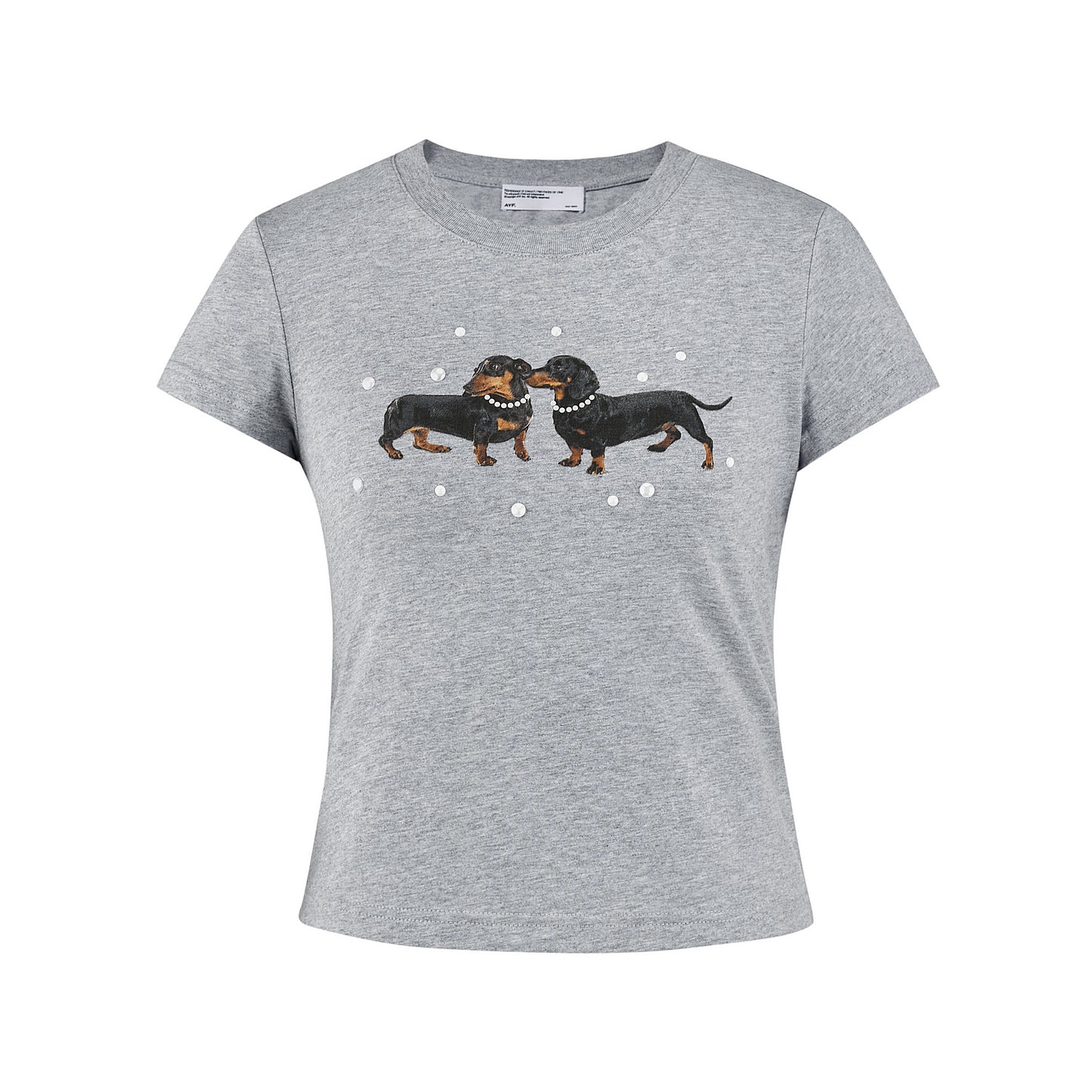 Pearl Necklace Dogs Cropped T-Shirt