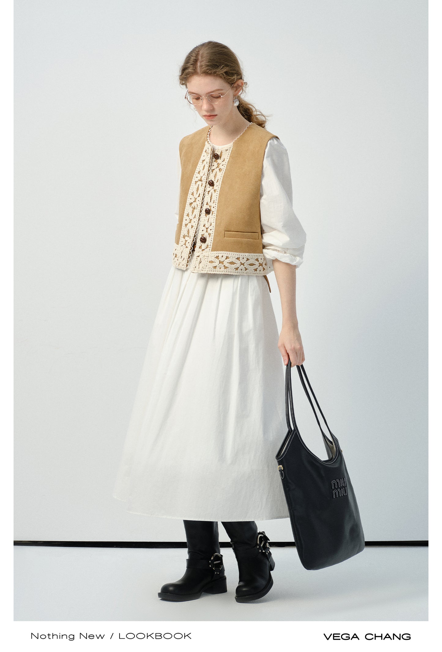 Lace-Trimmed Faux Suede Ethnic-Style Vest